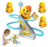 Duck Slide Playset Mini dessous de verre avec piste d'escalade, puzzle à batterie, jouet musical rotatif à LED, activités de coordination œil-main amusant kit de divertissement