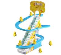 Duck Sliding Toys With Stairs - Mini Duck Figurines Track Slide Toys Roll Coaster Set, Christmas Roller Coaster Toy Slide Playset With LED Lights And Music, Interactive Educational Toy For Kids Toddle