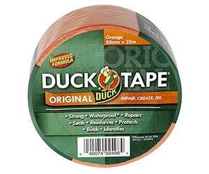 Duck Tape Original Ruban adhésif Orange 50 mm x 25 m Formule améliorée Ruban adhésif imperméable à haute résistance pour réparation de tissu