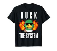 Duck The System Pixel Duck on Fire, mème de Jeu rétro Gen Z T-Shirt