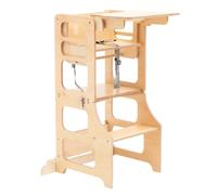 Duck WoodWorks tour de cuisine multifonctionnelle haute transformable et table avec chaise (bois naturel)