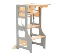 Duck WoodWorks tour de cuisine multifonctionnelle transformable haute et table avec chaise (gris)