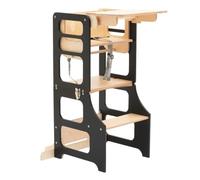Duck WoodWorks Tour de cuisine multifonctionnelle transformable haute et table avec chaise (Noir)