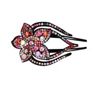 Duckbill Hair Clips - Styling Barrettes for Curly Ponytail Wedding Party | Resin Rhinestone Floral Design with Secure Grip Mechanism, Lightweight Accessory for Thick Medium Length Strands Daily Wear