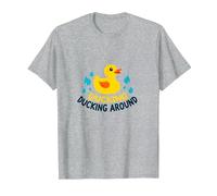 Ducking Ducking Around : Éclaboussure de Canard en Caoutchouc ludique T-Shirt, Homme, Gris Chiné, XXL