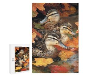 Ducks in Autumn Leaves Puzzle 1000 Pièces Educa Jouet en Bois Cadeau Unique Décoration Intérieure Jeu Éducatif Challenge Toy Adultes Et Enfants À Partir De 14 Ans 1000 PCS