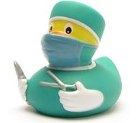 Duckshop | Canard de Bain Chirurgien | L : 8 cm | Set avec Porte-clés Canard Qui couine | Cadeau Original pour médecins et Personnel médical