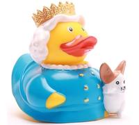 Duckshop Canard de Bain Queen Elizabeth Avec Corgi I Canard de Bain Couineur I L : 8,5 Cm I Cadeau Pour Les Fans De Royal I Collectionneur