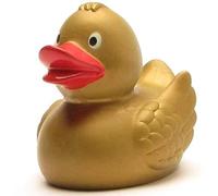Duckshop I Canard de bain doré I Canard de bain I L : 8 cm I avec porte-clés canard de bain en kit I Cadeau pour les personnes qui ont déjà tout I Collectionneur de cadeau
