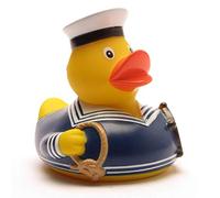 DUCKSHOP I Canard de bain marin bleu I Canard couineur - L : 7,5 cm avec porte-clés canard de bain en kit