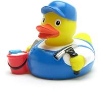 Duckshop I Canard de bain nettoyeur de vitres I Canard couineur I L : 8 cm - Porte-clés inclus