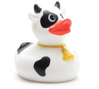 Duckshop I Canard de bain vache noire et blanche I Canard couineur - L : 8 cm I Canard de bain I Cadeau pour les amis des animaux I Collectionneur de présent