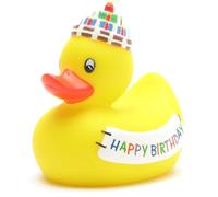 Duckshop Petit canard siffleur de bain "Happy Birthday". | Jaune