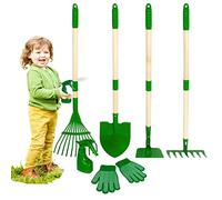 Duckura Kids Gardening Tools Set - 7pcs Garden Tool for Kids with Shovel, Rake, Hoe, Leaf Rake, Outdoor Summer Yard Lawn Digging Weed Toys, Christmas Birthday Gifts for Boys Girls Age 3 4 5 Years Old
