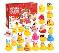 DuckyToys Lot de 24 canards de Noël en caoutchouc assortis pour le bain