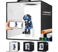 DUCLUS Boîte à lumière 30cm, Portable Box Photo Studio avec 112pcs LED Lumière Réglable, 8 Fond Lisse pour Photographie Produit Bijoux/Cosmétique/Nourriture