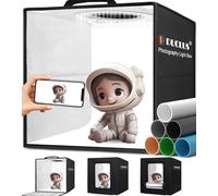 DUCLUS Boîte à Photo 25x25cm, Portable Box Photo Studio avec 104pcs LED Lumière Réglable, 6 Fond Lisse pour Photographie Produit Bijoux/Cosmétique/Nourriture