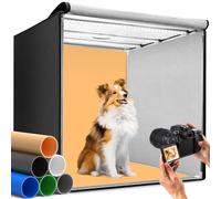 DUCLUS Boîte Photo de 80x80 cm, Studio Photo Portable Professionnel avec 3 Panneaux Lumineux LED Réglables et 5600K à Gradation Continue, 6 Fonds PP pour la Photographie de Produits de Grande Taille