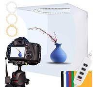 DUCLUS Studio Photo Portable 30x30 cm Boîte à Lumière, Pliable Photo Box avec 88 LED Lumière Dimmable Blanche/Douce/Chaude et 6 Toiles de Fond pour Photographie Produits Bijoux Cosmétiques