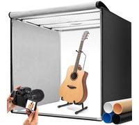 DUCLUS Studio Photo Professionnelle 100cm, 10500LM Lumière LED avec CRI>96 / Dimmage Progressif/Panneaux Lumineux Ajustables à 360° / 4 Toiles de Fond en PP Mat pour la Photographie de Produits
