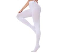 DUCMODA Collant Femme Taille Haute 80 denier Doux Semi Opaque Extensible blanc,l