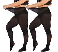 DUCMODA Collant Grande Taille pour Femme Doux Curvy Taille Haute Semi Opaque,2 Pairs-Noirs 4XL