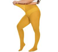 DUCMODA Collant Grande Taille pour Femme Doux Curvy Taille Haute Semi Opaque,cúrcuma 3XL