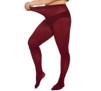DUCMODA Collant Grande Taille pour Femme Doux Curvy Taille Haute Semi Opaque,rouge bordeaux XL