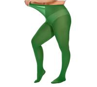 DUCMODA Collant Grande Taille pour Femme Doux Curvy Taille Haute Semi Opaque,vert d'herbe 3XL