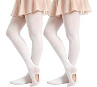 DUCMODA Collants de Danse pour les Filles Convertible Collant pour Ballet Convertible, 2 blanc,146-158