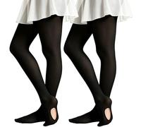 DUCMODA Collants de Danse pour les Filles Convertible Collant pour Ballet Convertible, 2 noir,104-116