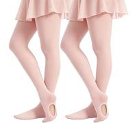 DUCMODA Collants de Danse pour les Filles Convertible Collant pour Ballet Convertible, 2 Rose ballet,146-158