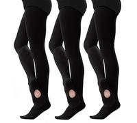 DUCMODA Collants de Danse pour les Filles Convertible Collant pour Ballet Convertible, 3 noir,116-134