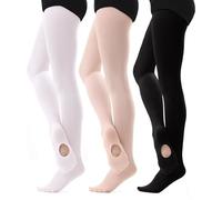 DUCMODA Collants de Danse pour les Filles Convertible Collant pour Ballet Convertible, noir+ Rose Ballet+blanc,104-116