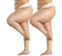 DUCMODA Lot de 10 collants en résille avec strass pour femme - Grande taille - Super résistants - Pour fête, concert, 2 Nude, X-Large-XX-Large