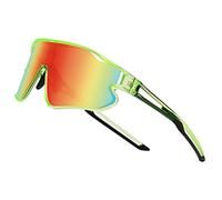 DUCO DK268 Lunettes de soleil légères pour enfant avec cadre TR90 UV400 pour le sport, le cyclisme, le baseball, les garçons et les filles, Cadre vert transparent Revo Lentille orange, 64