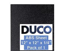 Duco Feuille de plastique ABS fabriquée aux États-Unis de 0,6 cm d'épaisseur, 30,5 cm x 30,5 cm - 1 lot de panneaux thermoplastiques noirs - Panneau ABS texturé et moulable à chaud pour bricolage