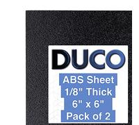 Duco Lot de 2 feuilles de plastique ABS fabriquées aux États-Unis de 0,6 cm d'épaisseur, 15,2 x 15,2 cm - Lot de 2 panneaux thermoplastiques noirs - Panneaux ABS texturés et moulables à la chaleur