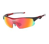 DUCO Lunettes de vélo, pour homme et femme, lunettes de sport, lunettes de soleil d'extérieur pour athlètes, avec 5 verres interchangeables, UV400 0020 (rouge)