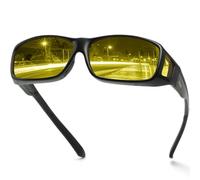 DUCO Lunettes de vision nocturne Lunettes pour conduite par temps pluvieux, brumeux Lunettes polarisées anti éblouissement se posant par-dessus des lunettes 8953Y (Noir, Taille Plus)