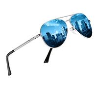 DUCO Nouveau Design Lunettes de soleil Classique Rétro Style Lunettes de Soleil Polarisées en Miroir Filtre Catégorie 3 CE 3025K (Argenté)