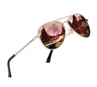 DUCO Nouveau Design Lunettes de soleil Classique Rétro Style Lunettes de Soleil Polarisées en Miroir Filtre Catégorie 3 CE 3025K (Or-Rose)