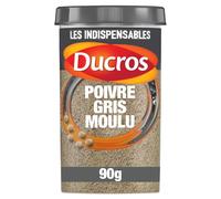 DUCROS - Poivre gris moulu force 7 | Saveurs intenses et onctueuses | Parfait pour assaisonner vos plats | la boite de 90 g | LOT DE 3