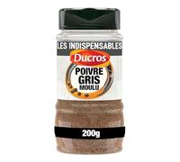 DUCROS - Poivre Gris Moulu | Saveur intense et aromatique | Idéal pour assaisonner vos plats | le flacon de 200g | LOT DE 3
