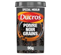 DUCROS - Poivre Noir en Grains Intense Force 6, Arôme Puissant et Saveur Authentique (Pot 90g) - Le Lot De 3