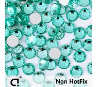 DUCRYSTAL SS6-SS50 Strass en verre de cristal pailleté vert menthe, strass à dos plat à coller pour nail art DIY, vêtements et robes Mint Green