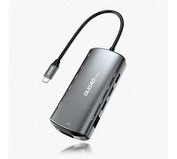 DUDAO 11 en 1 multifonction HUB USB Type C - USB Type C PD 60W/HDMI / Mini Jack 3,5 mm / 1 x USB 2.0 / Lecteur de carte SD Micro SD/VGA / RJ45 / 3 x USB 3.2 Gen 1 gris (A15Pro gris)