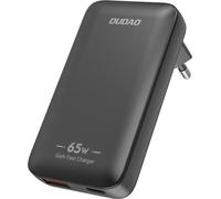 Dudao GaN A65Q 65W USB-A/USB-C PD Chargeur mural de voyage ultra-mince EU/US Noir