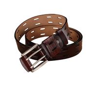 DUddTTW Ceinture de Luxe en Cuir de Vache pour Hommes, Boucle à Double Broche, Deux Trous, Faite à la Main, Ajustable
