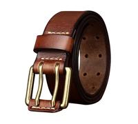 DUddTTW Ceinture rétro à Double Broche pour Hommes, 2 Trous en Cuir avec Boucle à Rouleau, Ceinture de 3.8cm de Large pour Hommes, Ceinture de 4mm d'épaisseur